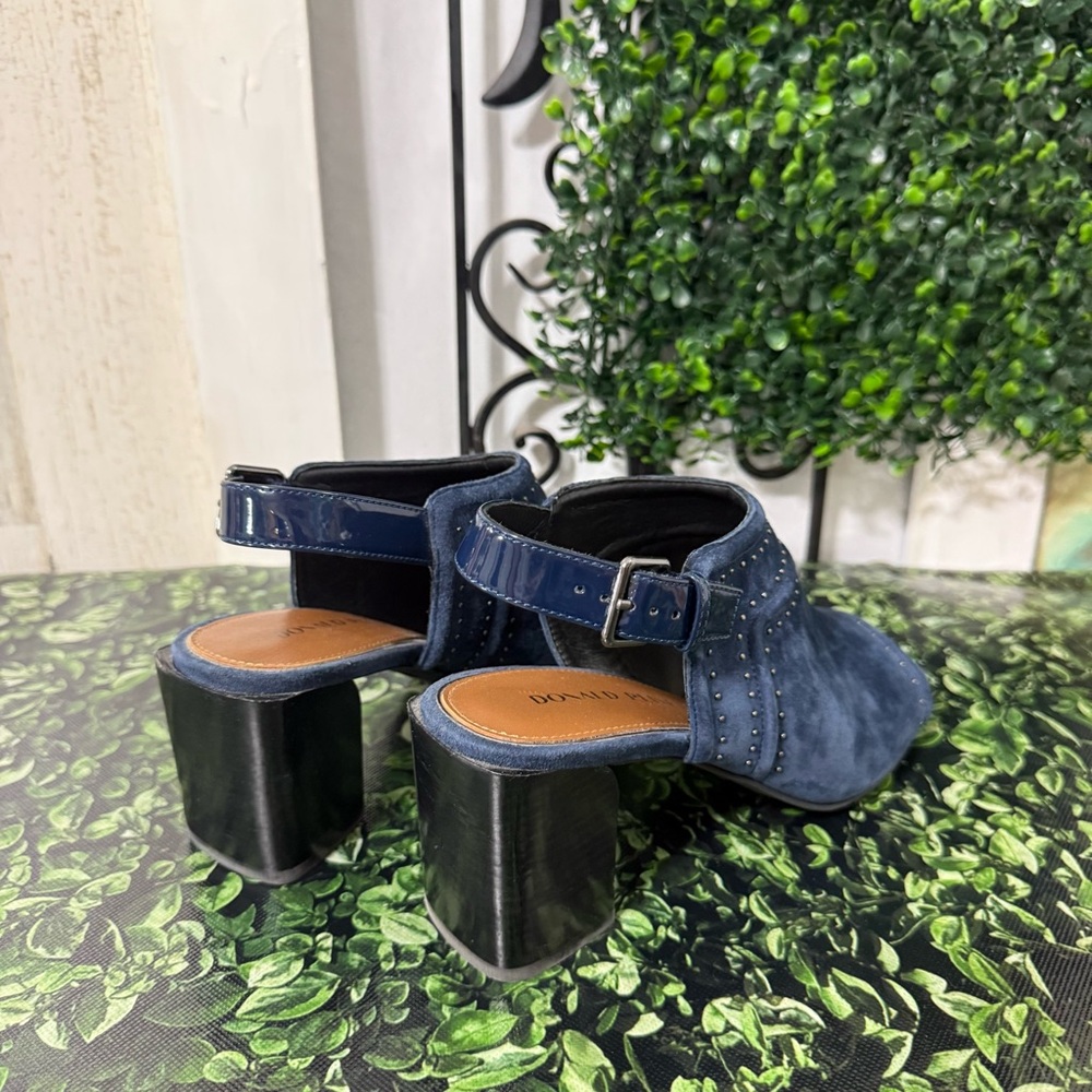 Donald J. Pliner Dark Blue Open-Toe Block Heels - Picture 4 of 14